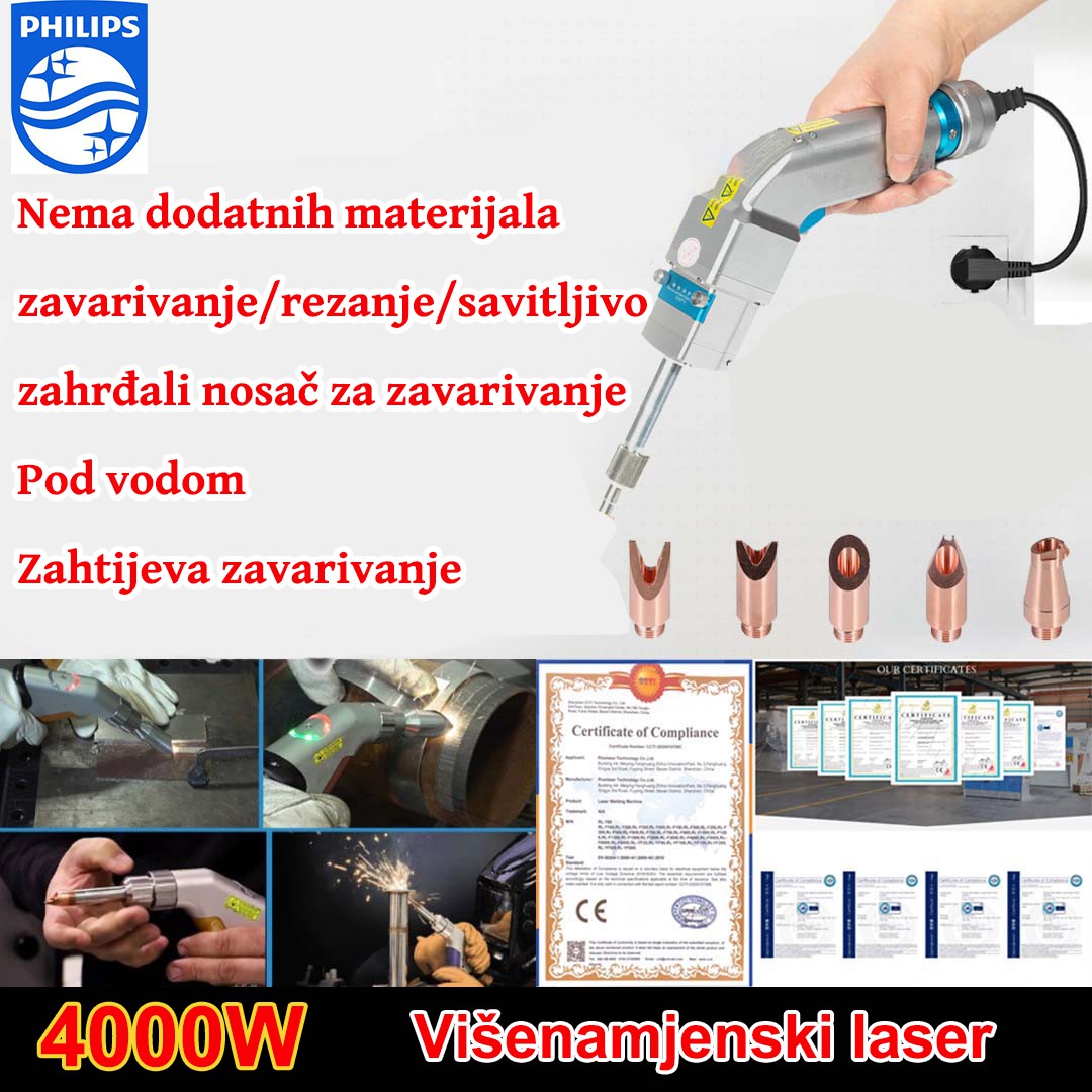 Višenamjenski laserski pištolj od 4000 W (zlato/srebro/bakar/željezo/aluminij/nehrđajući čelik) Debljina zavarivanja 0-7 mm (zavarivanje/rezanje dva u jednom)